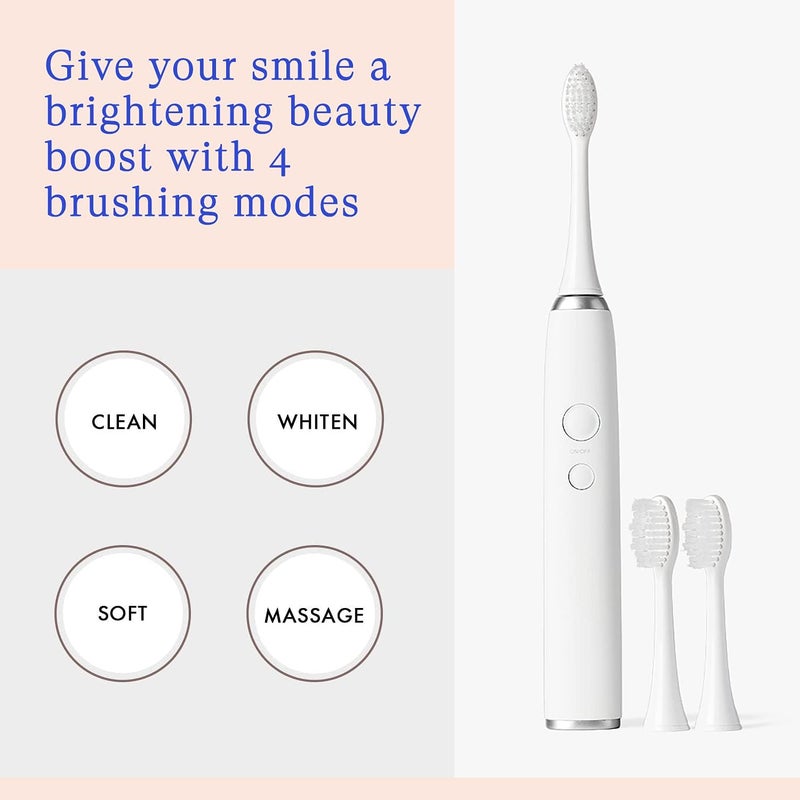 Vanity Planet Elements Ultrasonic Electric Toothbrush - Silver - Advanced Oral Care with UV Sanitizing Charger Base with 3 Replacement Heads - 99.9% Effective Keeping Your Teeth Clean - Image 3